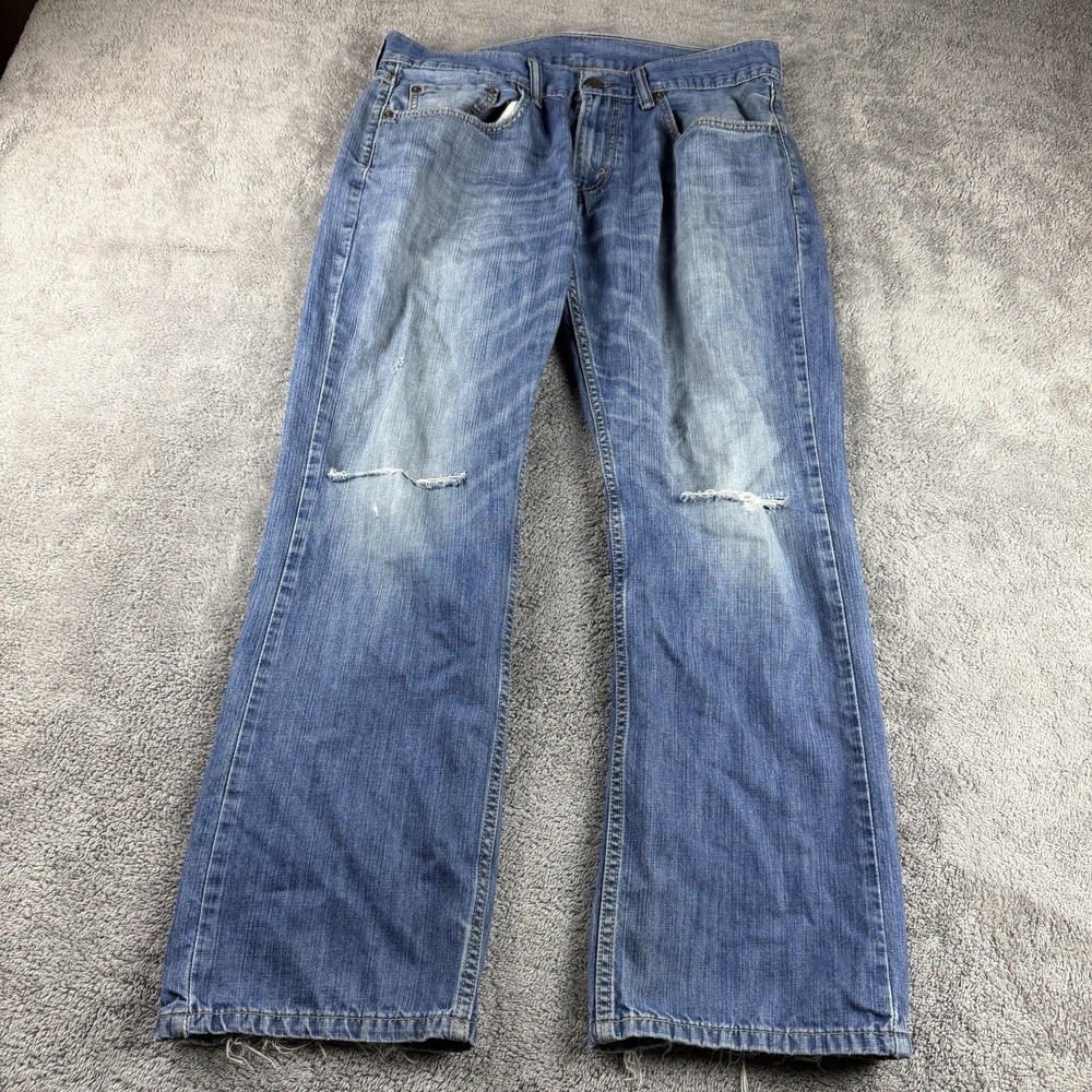 Levis 559 Relaxed Straight Fit Jeans Mens 33x30 Blue Mid Rise Distressed